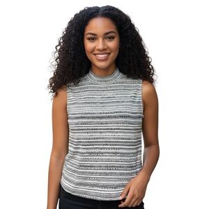 St. John sequined striped Corp core business casual Contemporary sleeveless top
